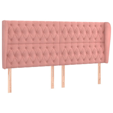 vidaXL Kopfteil mit Ohren Rosa 183x23x118/128 cm Samt