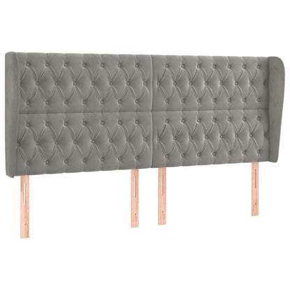 vidaXL Kopfteil mit Ohren Hellgrau 203x23x118/128 cm Samt