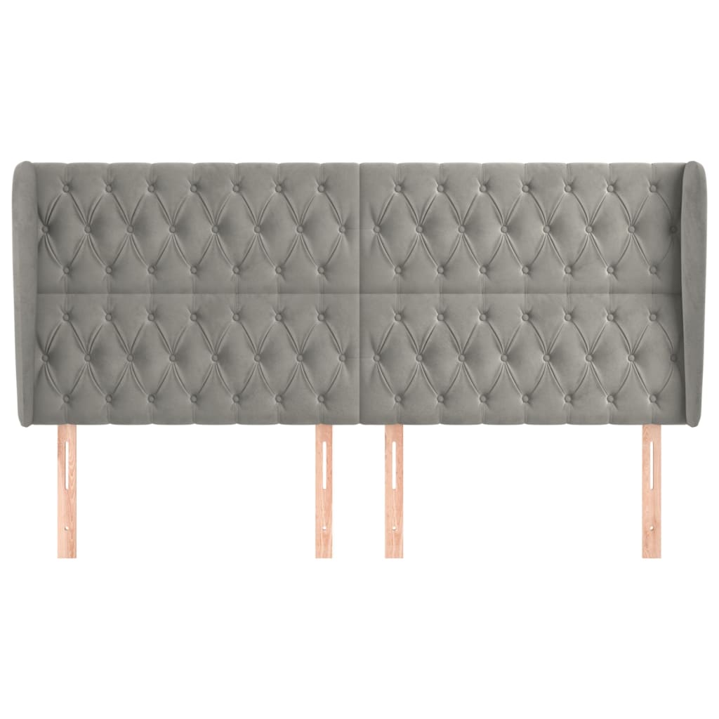 vidaXL Kopfteil mit Ohren Hellgrau 203x23x118/128 cm Samt