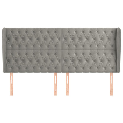 vidaXL Kopfteil mit Ohren Hellgrau 203x23x118/128 cm Samt