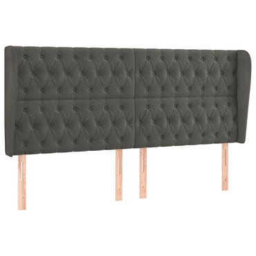 vidaXL Kopfteil mit Ohren Dunkelgrau 203x23x118/128 cm Samt