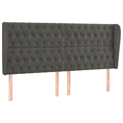 vidaXL Kopfteil mit Ohren Dunkelgrau 203x23x118/128 cm Samt