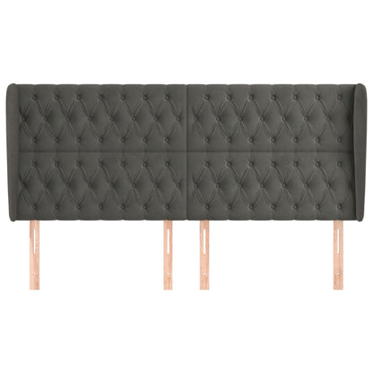 vidaXL Kopfteil mit Ohren Dunkelgrau 203x23x118/128 cm Samt