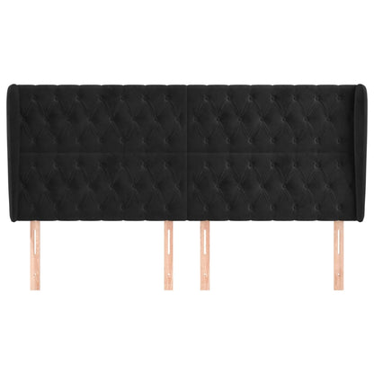 vidaXL Kopfteil mit Ohren Schwarz 203x23x118/128 cm Samt