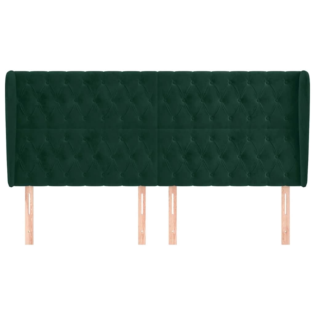 vidaXL Kopfteil mit Ohren Dunkelgrün 203x23x118/128 cm Samt