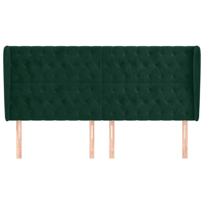 vidaXL Kopfteil mit Ohren Dunkelgrün 203x23x118/128 cm Samt