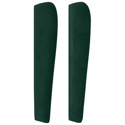 vidaXL Kopfteil mit Ohren Dunkelgrün 203x23x118/128 cm Samt