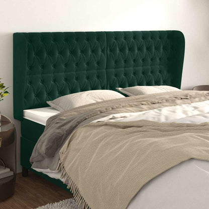 vidaXL Kopfteil mit Ohren Dunkelgrün 203x23x118/128 cm Samt