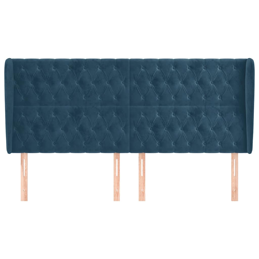 vidaXL Kopfteil mit Ohren Dunkelblau 203x23x118/128 cm Samt