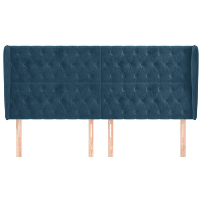 vidaXL Kopfteil mit Ohren Dunkelblau 203x23x118/128 cm Samt