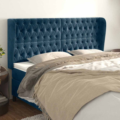 vidaXL Kopfteil mit Ohren Dunkelblau 203x23x118/128 cm Samt