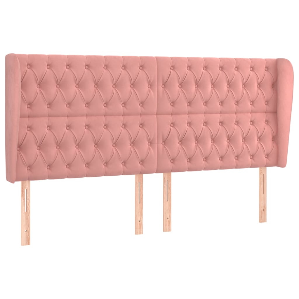vidaXL Kopfteil mit Ohren Rosa 203x23x118/128 cm Samt