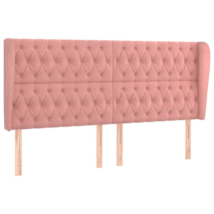 vidaXL Kopfteil mit Ohren Rosa 203x23x118/128 cm Samt