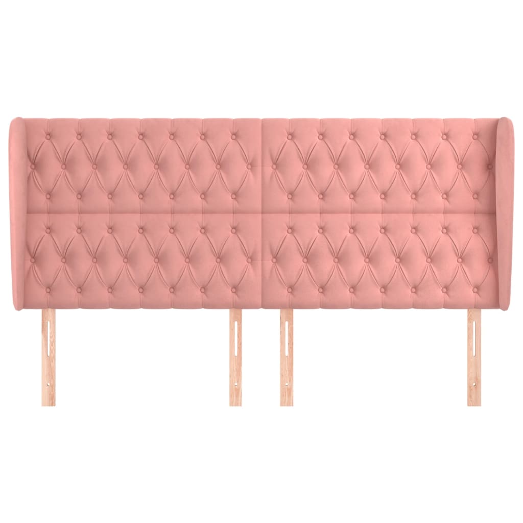 vidaXL Kopfteil mit Ohren Rosa 203x23x118/128 cm Samt