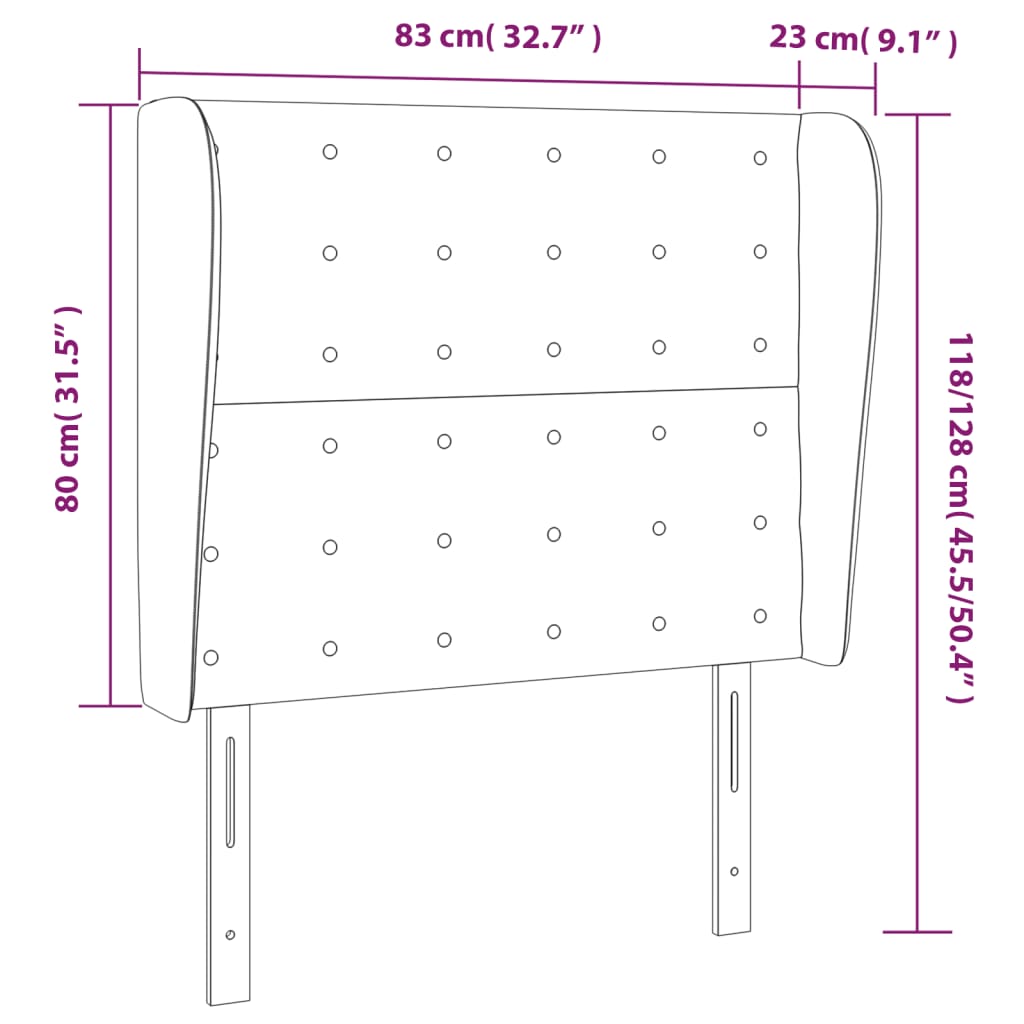 vidaXL Kopfteil mit Ohren Hellgrau 83x23x118/128 cm Stoff