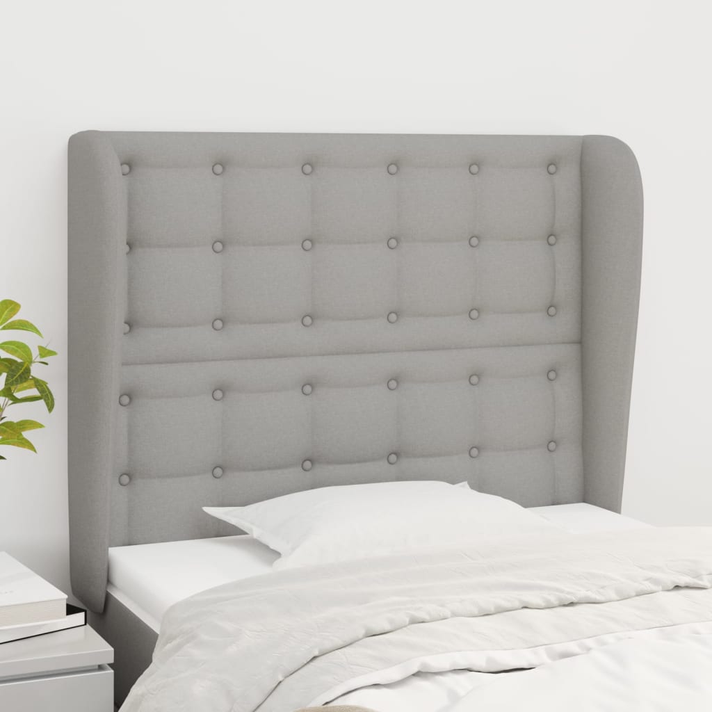 vidaXL Kopfteil mit Ohren Hellgrau 83x23x118/128 cm Stoff
