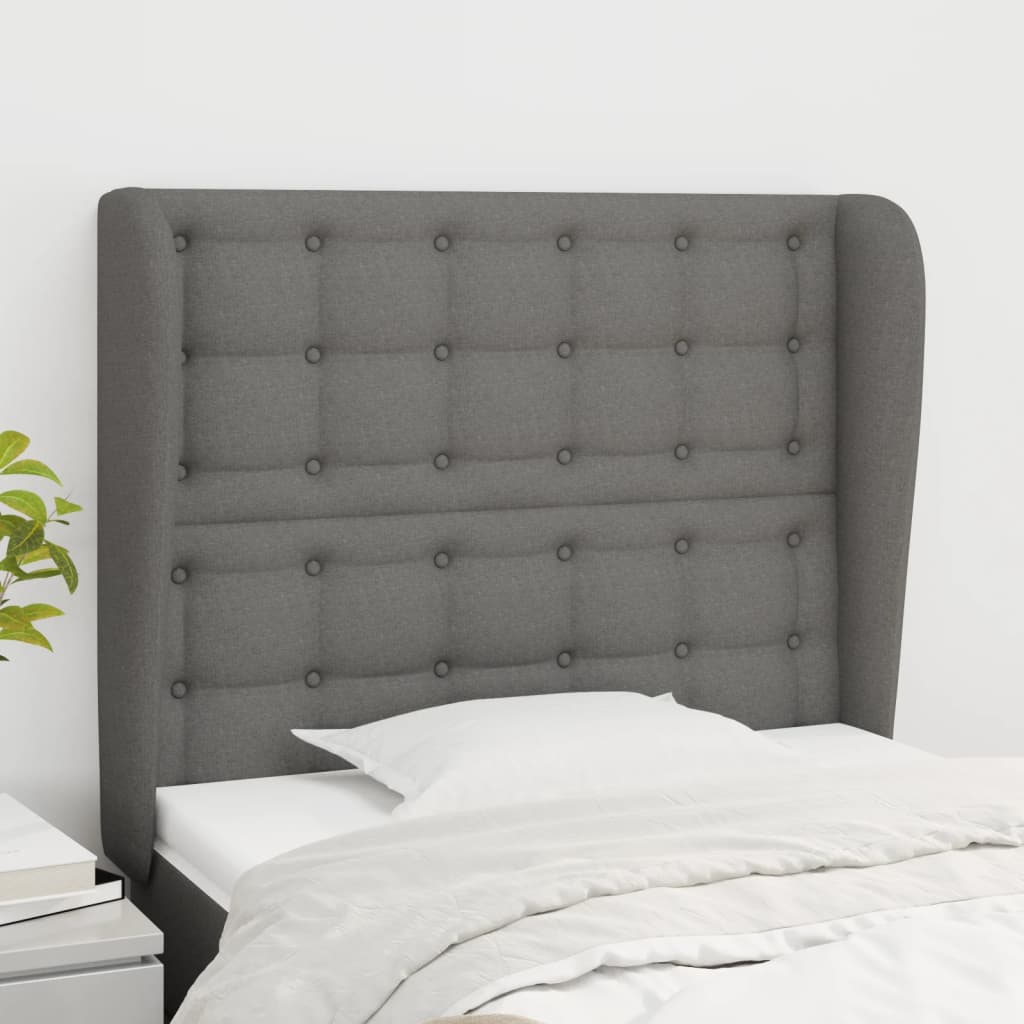 vidaXL Kopfteil mit Ohren Dunkelgrau 83x23x118/128 cm Stoff