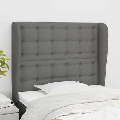 vidaXL Kopfteil mit Ohren Dunkelgrau 83x23x118/128 cm Stoff