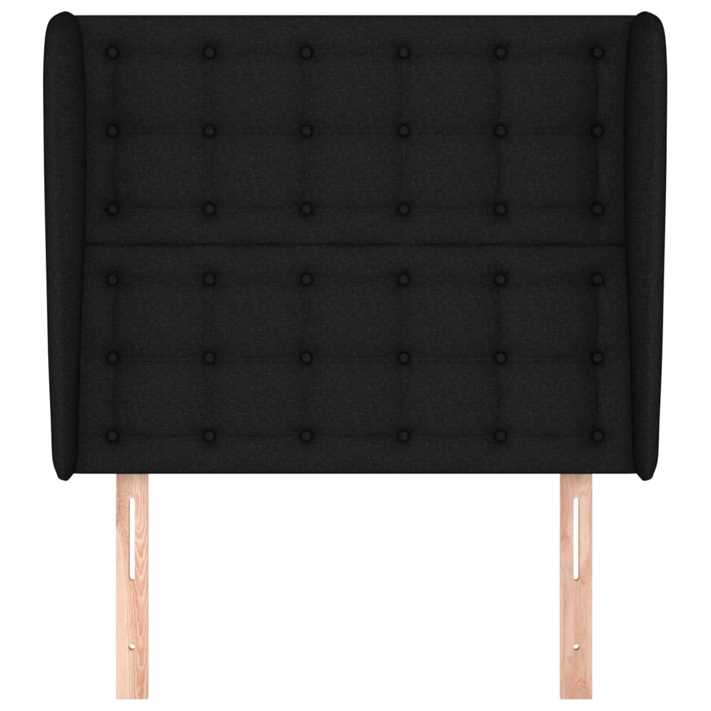 vidaXL Kopfteil mit Ohren Schwarz 83x23x118/128 cm Stoff