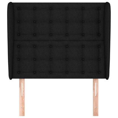 vidaXL Kopfteil mit Ohren Schwarz 83x23x118/128 cm Stoff
