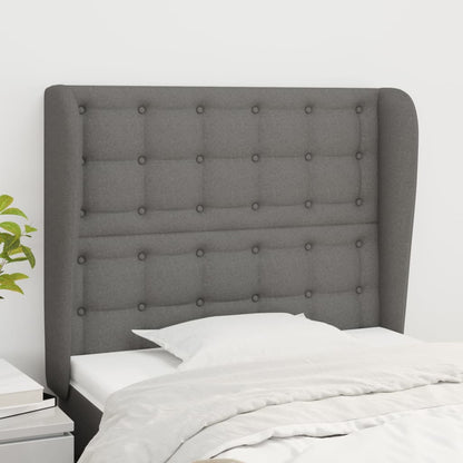 vidaXL Kopfteil mit Ohren Dunkelgrau 93x23x118/128 cm Stoff