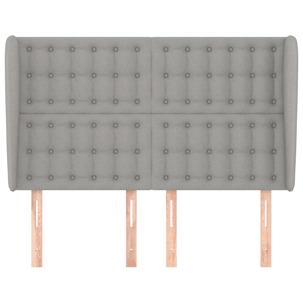 vidaXL Kopfteil mit Ohren Hellgrau 147x23x118/128 cm Stoff