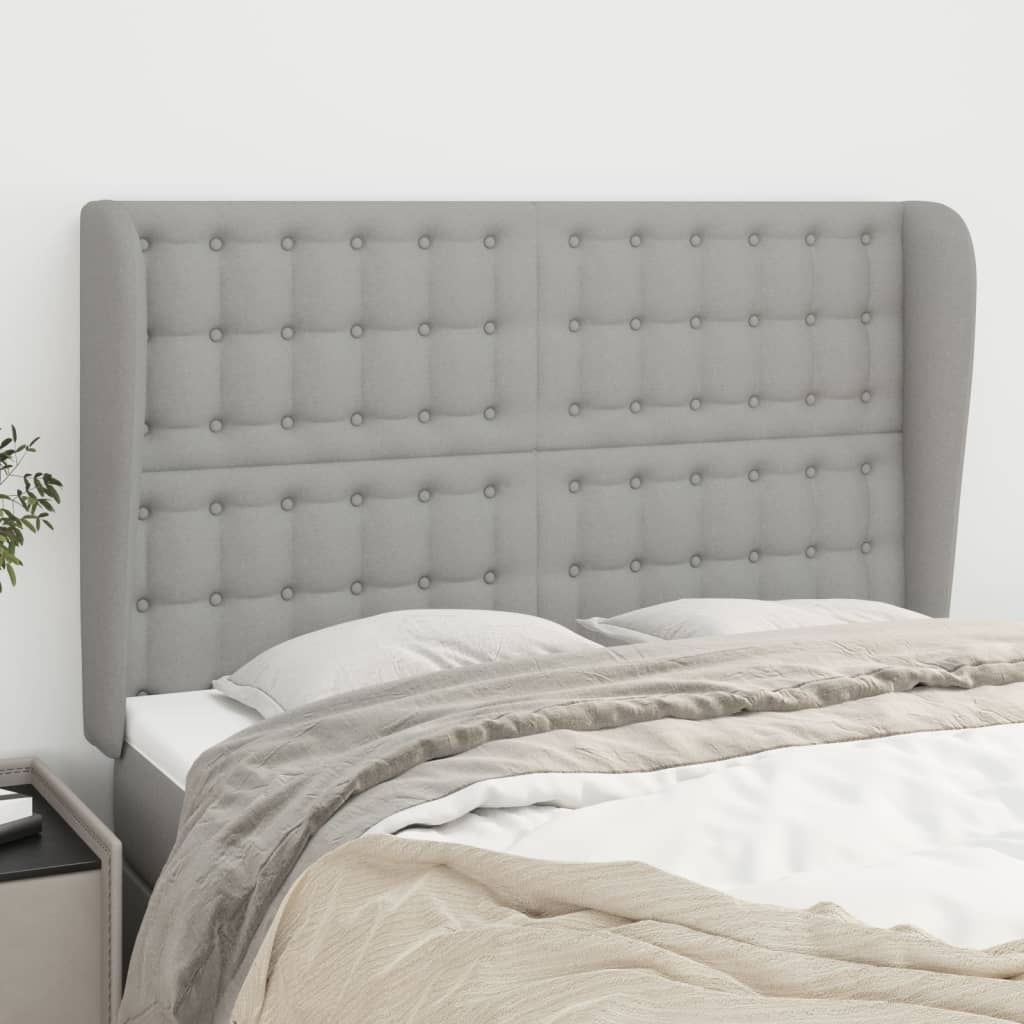 vidaXL Kopfteil mit Ohren Hellgrau 147x23x118/128 cm Stoff