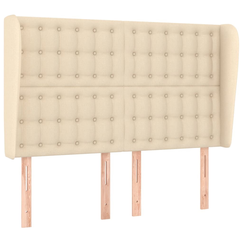 vidaXL Kopfteil mit Ohren Creme 147x23x118/128 cm Stoff