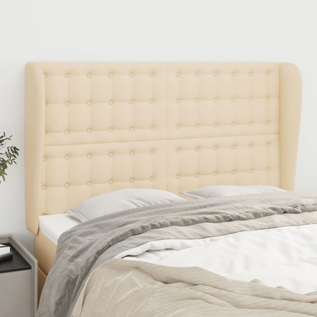 vidaXL Kopfteil mit Ohren Creme 147x23x118/128 cm Stoff