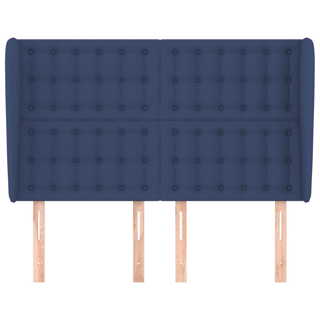 vidaXL Kopfteil mit Ohren Blau 147x23x118/128 cm Stoff