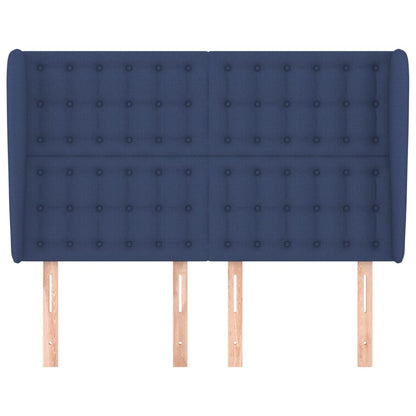 vidaXL Kopfteil mit Ohren Blau 147x23x118/128 cm Stoff