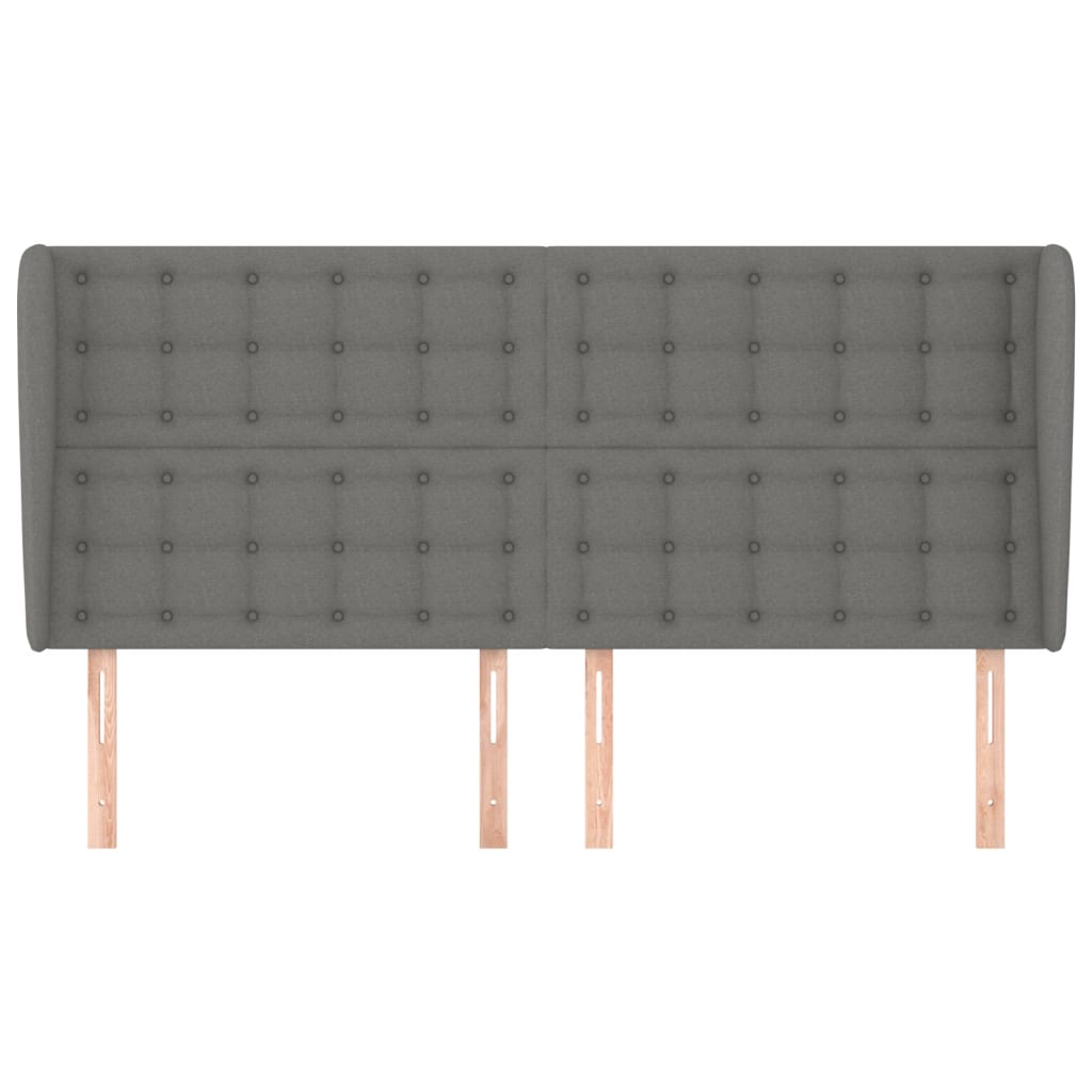 vidaXL Kopfteil mit Ohren Dunkelgrau 163x23x118/128 cm Stoff
