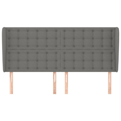vidaXL Kopfteil mit Ohren Dunkelgrau 163x23x118/128 cm Stoff