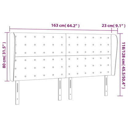 vidaXL Kopfteil mit Ohren Dunkelgrau 163x23x118/128 cm Stoff