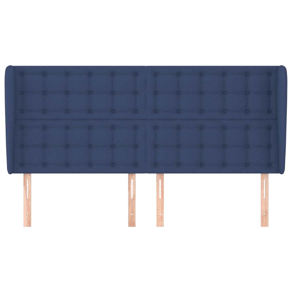 vidaXL Kopfteil mit Ohren Blau 163x23x118/128 cm Stoff