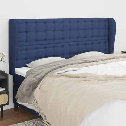 vidaXL Kopfteil mit Ohren Blau 163x23x118/128 cm Stoff