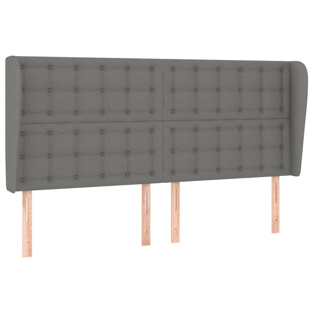 vidaXL Kopfteil mit Ohren Dunkelgrau 183x23x118/128 cm Stoff