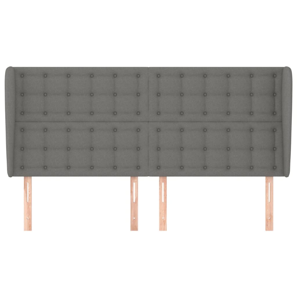 vidaXL Kopfteil mit Ohren Dunkelgrau 183x23x118/128 cm Stoff