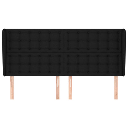 vidaXL Kopfteil mit Ohren Schwarz 183x23x118/128 cm Stoff