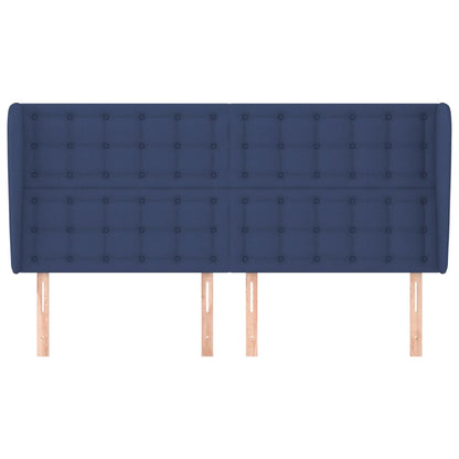 vidaXL Kopfteil mit Ohren Blau 183x23x118/128 cm Stoff