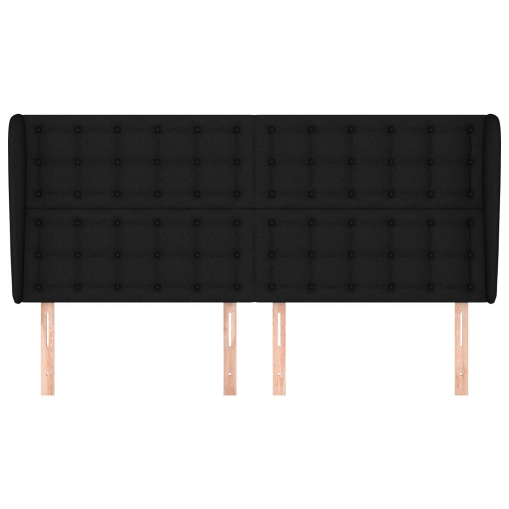 vidaXL Kopfteil mit Ohren Schwarz 203x23x118/128 cm Stoff