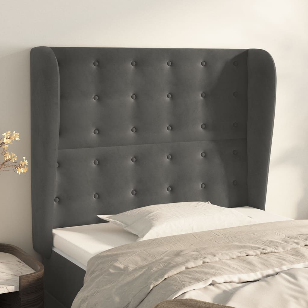 vidaXL Kopfteil mit Ohren Dunkelgrau 83x23x118/128 cm Samt