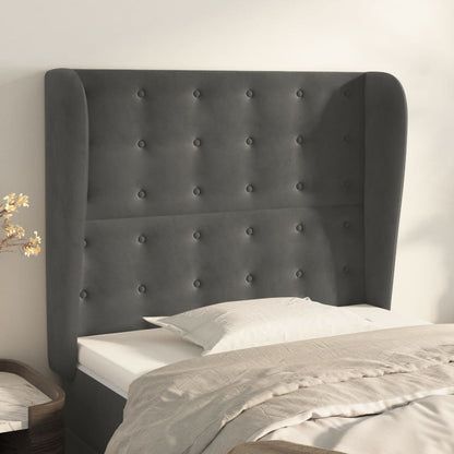 vidaXL Kopfteil mit Ohren Dunkelgrau 83x23x118/128 cm Samt