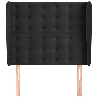 vidaXL Kopfteil mit Ohren Schwarz 83x23x118/128 cm Samt