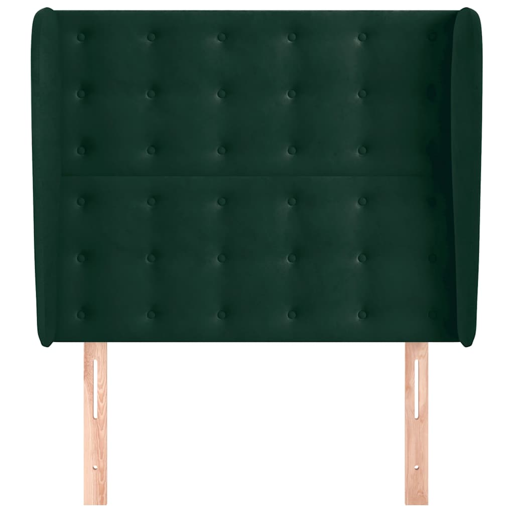 vidaXL Kopfteil mit Ohren Dunkelgrün 83x23x118/128 cm Samt