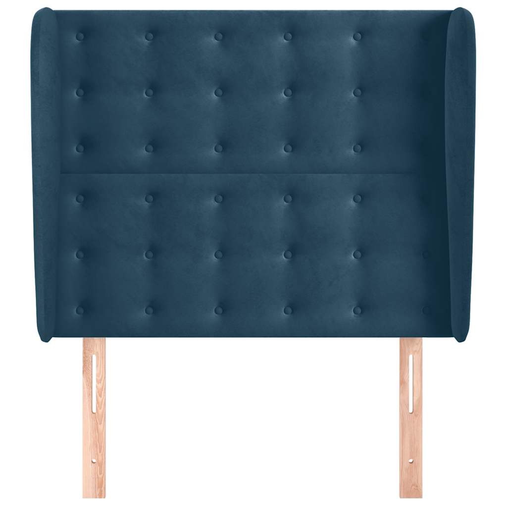 vidaXL Kopfteil mit Ohren Dunkelblau 83x23x118/128 cm Samt