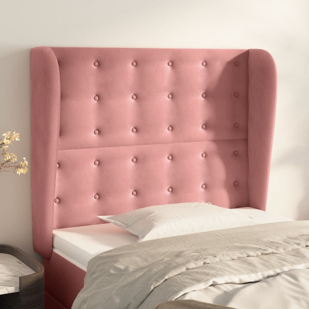 vidaXL Kopfteil mit Ohren Rosa 83x23x118/128 cm Samt