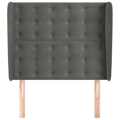 vidaXL Kopfteil mit Ohren Dunkelgrau 93x23x118/128 cm Samt