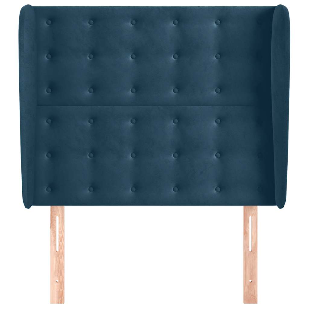 vidaXL Kopfteil mit Ohren Dunkelblau 93x23x118/128 cm Samt