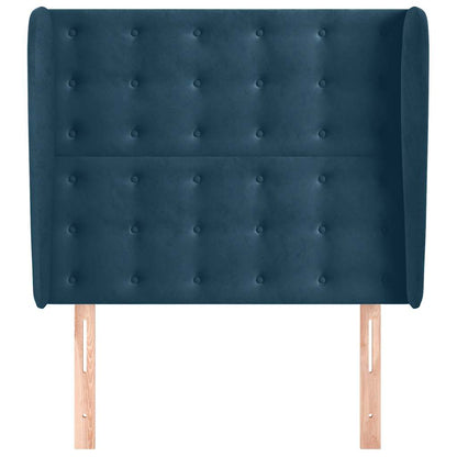 vidaXL Kopfteil mit Ohren Dunkelblau 93x23x118/128 cm Samt